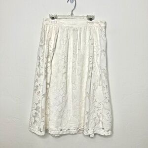 Forever 21 Women's Ivory White Lace Midi Skirt, size small